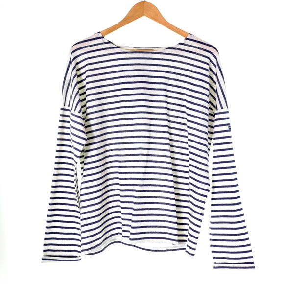 Jenni Kayne Tops - NWT Saint James x Jenni Kayne Rue Drop Shoulder Tee Striped Linen Womens L